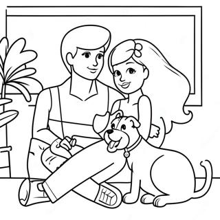 Sot Barbie Og Ken Med Kjaeledyr Fargeleggingsside 87982 28374