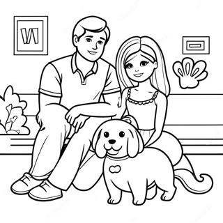 Sot Barbie Og Ken Med Kjaeledyr Fargeleggingsside 87982 28553