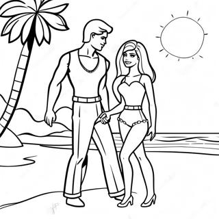 Barbie Og Ken Pa Stranden Fargeleggingsside 87983-28378