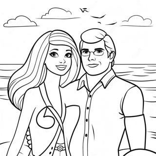 Barbie Og Ken Pa Stranden Fargeleggingsside 87983-28379
