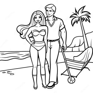 Barbie Og Ken Pa Stranden Fargeleggingsside 87983-28380