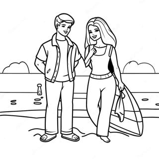 Barbie Og Ken Pa Stranden Fargeleggingsside 87983-28559