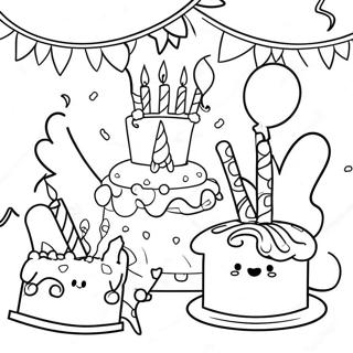Sjarmerende Glad Fodselsdag Festscene Fargeleggingsside 91993 31734
