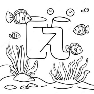 Undervannslandskap Med Fargeleggingsside Med Bokstaven U 93224-32688