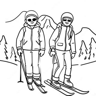 Skiing Venner Pa Bakken Fargeleggingsside 93433-32858