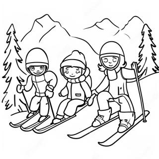 Skiing Venner Pa Bakken Fargeleggingsside 93433-32859