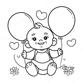 Glad Baby Med Ballonger Fargeleggingsside 94284-33592