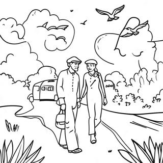 Fargerik Migrasjonsfilmscene Fargeleggingsside 94332-33545