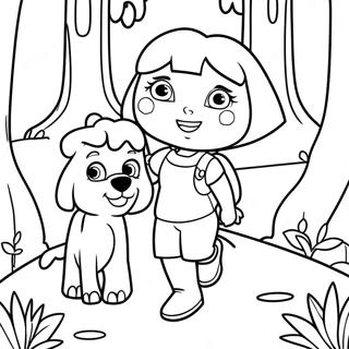 Dora Og Boots I En Magisk Skog Fargeleggingsside 94644 33994