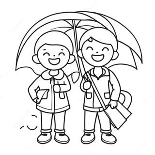 Glede Barn Med Paraplyer Fargeleggingsside 96260-35283