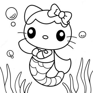 Eventyrlig Fargeleggingsside Med Hello Kitty Havfrue Under Vann 97519-36425