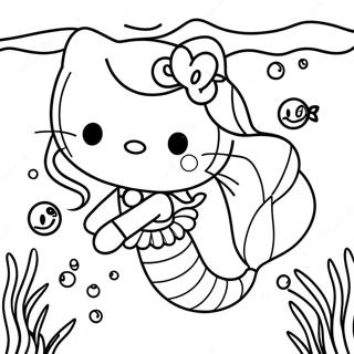 Eventyrlig Fargeleggingsside Med Hello Kitty Havfrue Under Vann 97519-36428