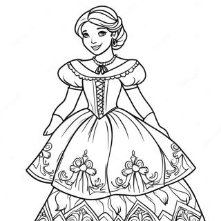 Fargeleggingsside Med Anna I En Vakker Kjole 97546-36451