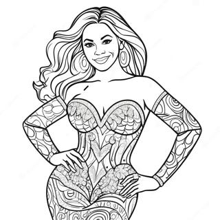 Beyonce Med Glitrende Kjole Fargeleggingsside 97674-36547