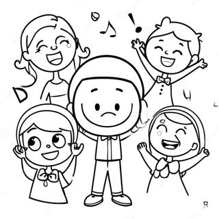 Gledelige Barn Synger Fargeleggingsside 97933-36884